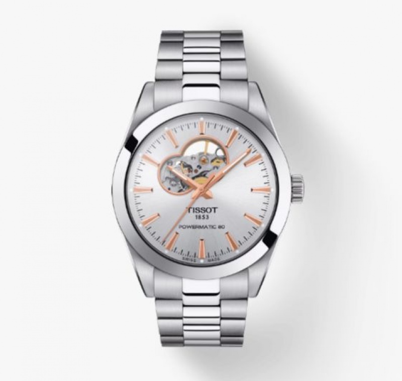 Tissot POWERMATIC 80 OPEN HEART Gentleman Silver | 4038-PKEVD