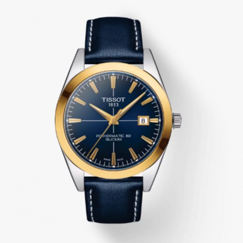 Tissot POWERMATIC 80 SILICIUM SOLID 18K GOLD BEZEL Gentleman Navy | 5382-FGWAL